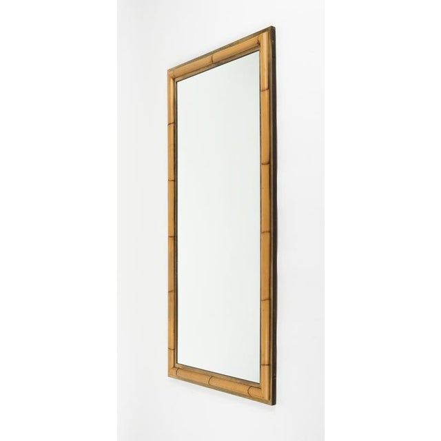 Mid-Century Brass and Bamboo Wall Mirror in the style of Vivai del Sud, Italy, 1970s For Sale - Image 9 of 14
