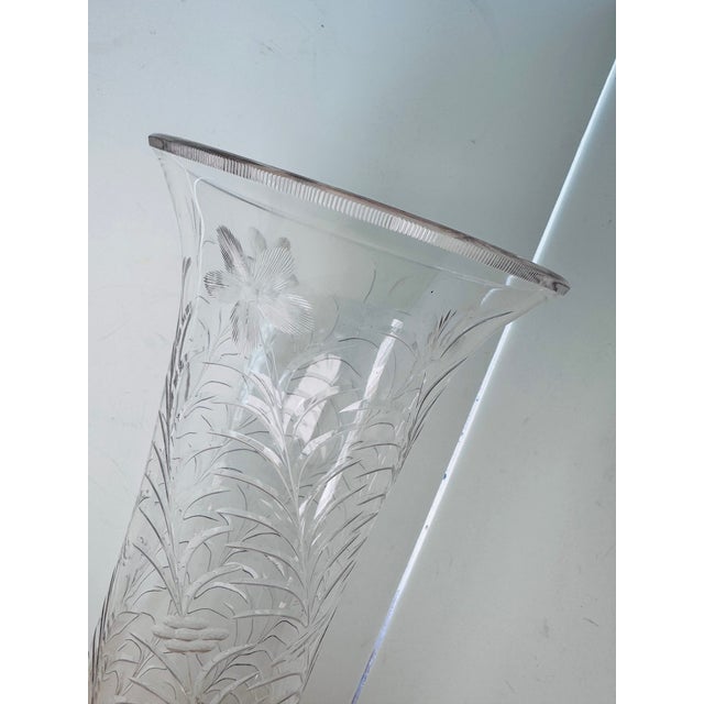 American Antique Crystal Glass Floor Vase For Sale - Image 3 of 7