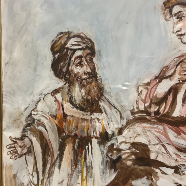 Paper 20 Th Century Lithograph in Colour by Walter Spitzer( 1927-2021) Signed Framed Titled Agar and Ismael For Sale - Image 7 of 12