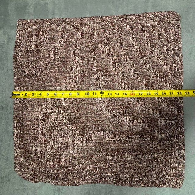 Contemporary Handmade Designer Fabric Pillow Cover 22x22 Burgundy Brown Textured Weave New For Sale - Image 3 of 6