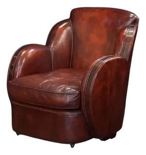French Leather Club or Lounge Chair From the Art Deco Era