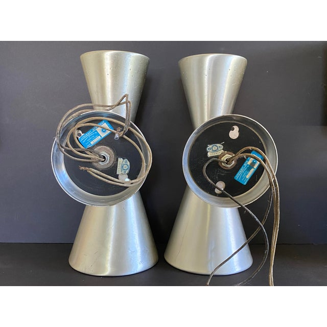 1950s Litecraft Double Cone Spun Aluminum Wall Lights Sconces - a Pair For Sale In New York - Image 6 of 11