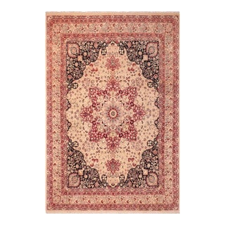 Art Nouveau Medallion 1990's Pak-Persian Tan/Red Wool Rug - 8'2'' X 10'7'' For Sale