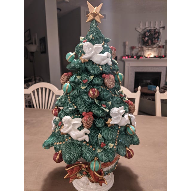 Fitz & Floyd Classic Ceramic Cherub Holiday Christmas Xmas Tree Ornaments Non Lighted For Sale - Image 14 of 18