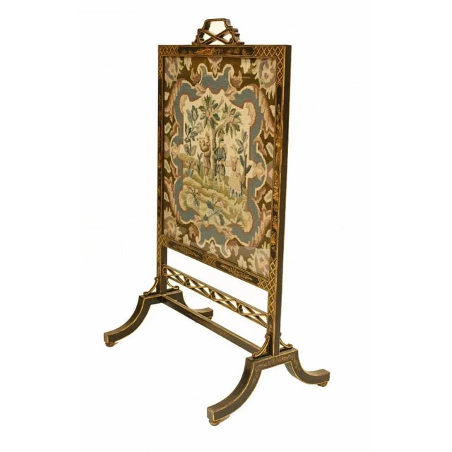 Regency Chinoiserie Lacquer Screen Tapestry, 1840 For Sale - Image 9 of 13