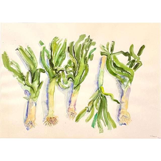 American Bernard Chaet, Large American Modernist Watercolor Painting Leeks Bernard Chaet Expressionist, 1978 For Sale - Image 3 of 8