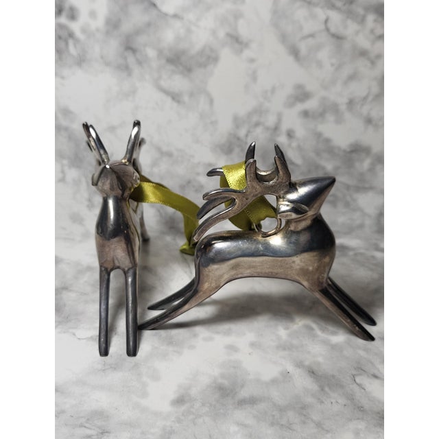 Vintage Chrome Reindeer Ornaments For Sale - Image 10 of 12