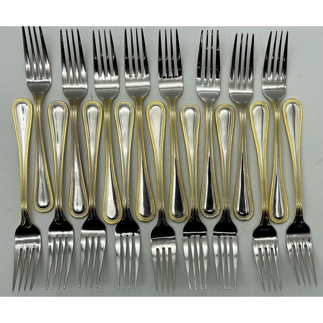 Vintage Wallace Gold Royal Bead Stainless Flatware Set of 60 Chairish
