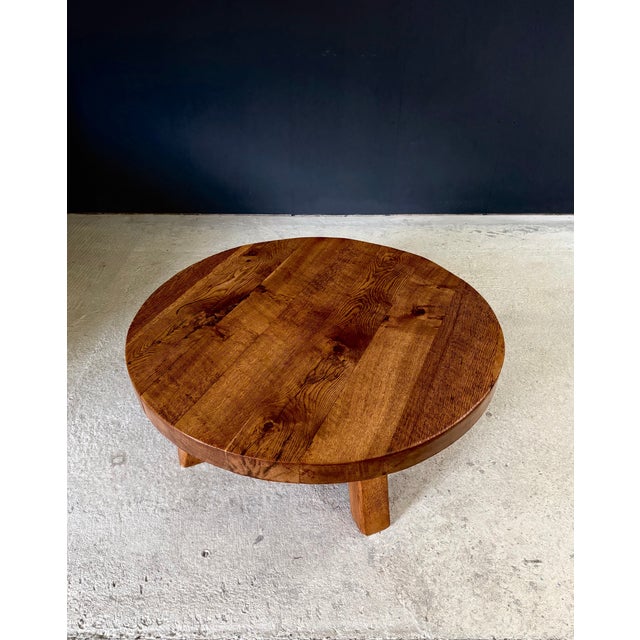 Brown Brutalist Oak Coffee Table, Belgium, 1960s For Sale - Image 8 of 18