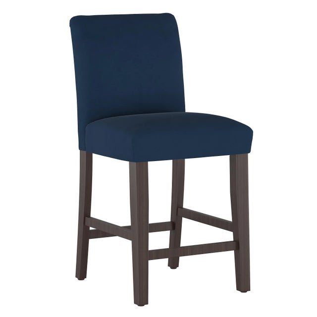 Ink Blue Chelsea Counter Stool in Ink Classic Velvet For Sale - Image 8 of 8