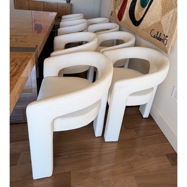 Restoration Hardware Ines Open-Back Sculptural Postmodern Upholstered Dining Chairs, Set of Eight For Sale In Los Angeles - Image 6 of 10