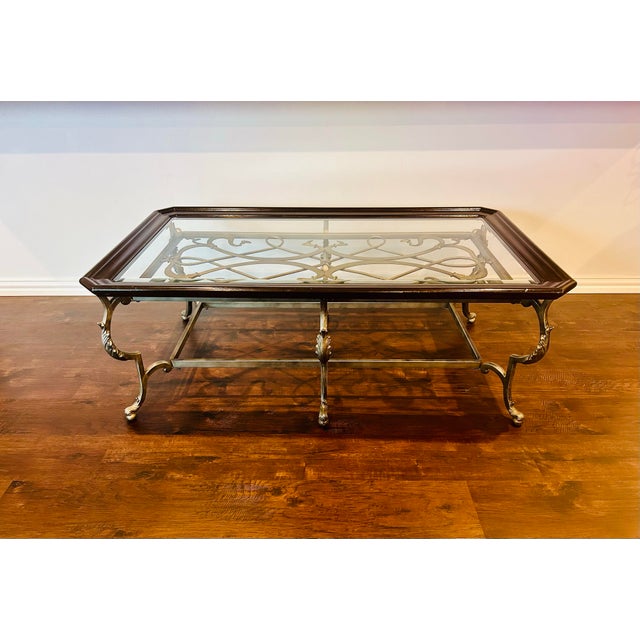 VTG Klaussner Metal and Glass Top Coffee Table For Sale - Image 11 of 11