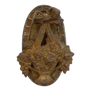 Late 20th Century Oval Cast Iron Floral Basket Motif Door Knocker