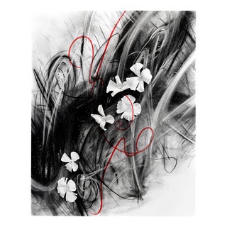 Ugne Pouwell, Underline, 2025, Mixed Media Charcoal and Floral Photography Print For Sale