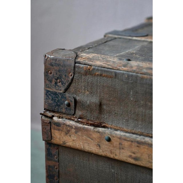 Large Antique Bohemian Wooden and Canvas Travel Trunk, 1920s For Sale - Image 13 of 18