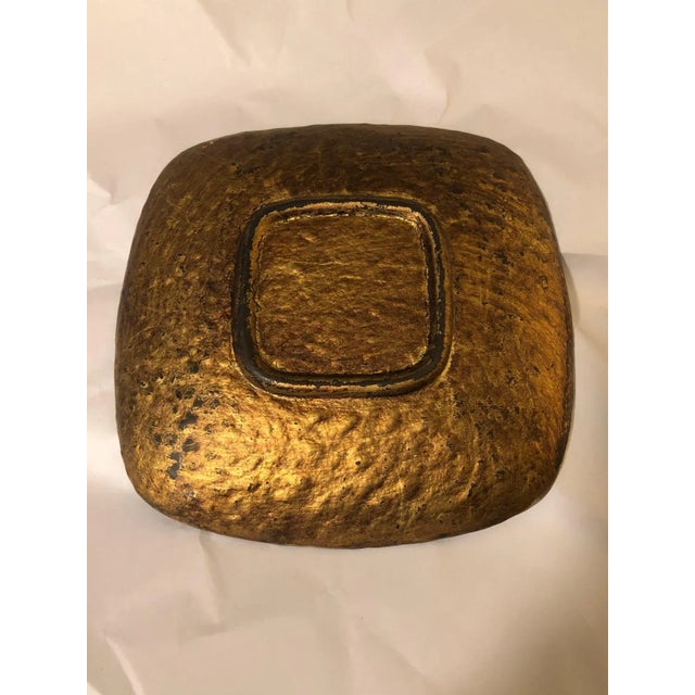 Turkish Umber / Gold Decorative Plate Encased in Pewter For Sale - Image 4 of 13