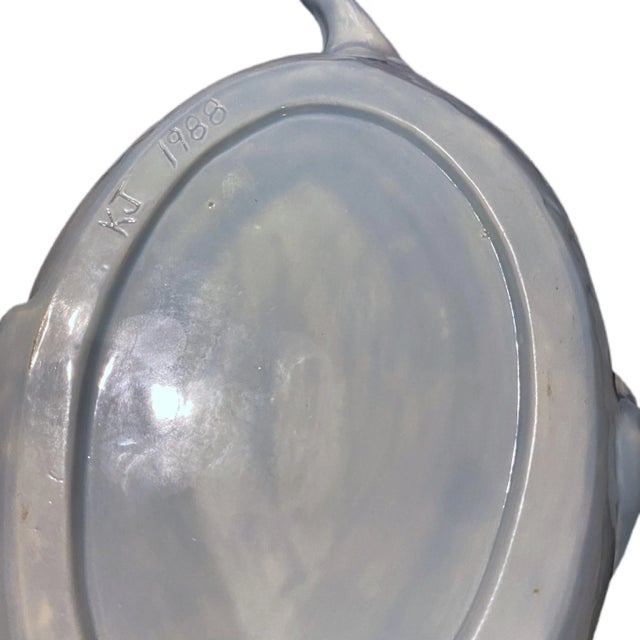 Ceramic Vintage Figurative Blue Fish Lidded Serving Dish For Sale - Image 7 of 10