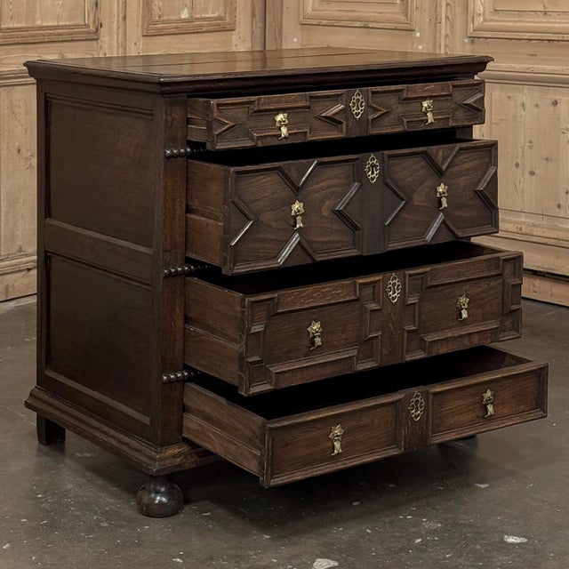 Early 19th Century English Oak Jacobean Style Chest of Drawers For Sale - Image 14 of 18