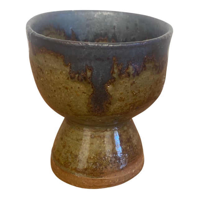 Studio Pottery Chalice Rustic Stoneware Goblet Handmade Ceramic For Sale