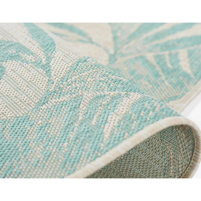 2020s Momeni Contemporary Indoor/Outdoor Riviera Palm Rug in Aqua, 5'3" x 7' For Sale - Image 5 of 9