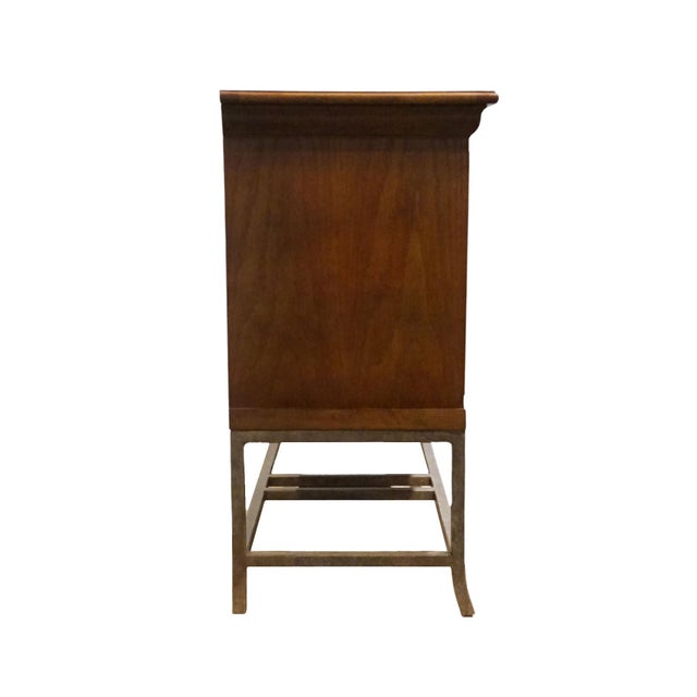 Hickory White Burled Walnut Italian Modern 70" Sideboard Buffet W. Metal Base 41024-41 For Sale - Image 13 of 14