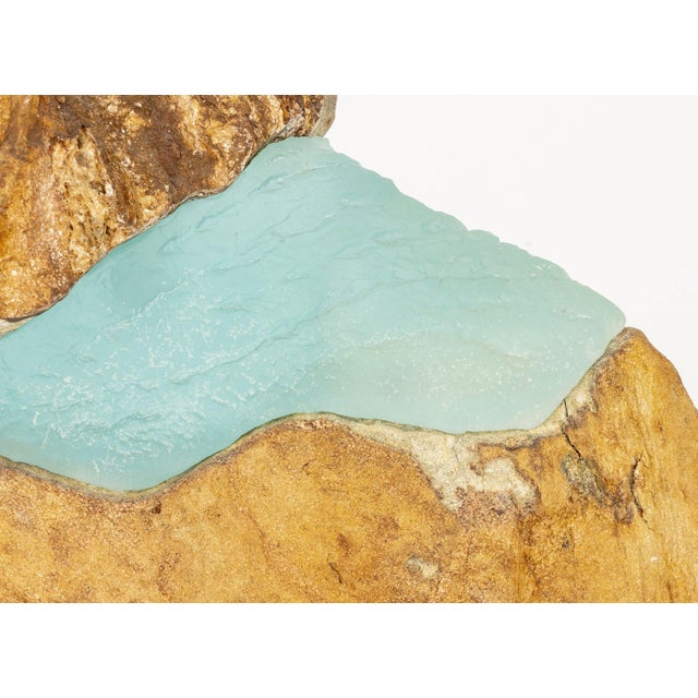 Sky Blue Thomas Scoon "Consort" Mixed Media Studio Art Glass and Granite Sculpture For Sale - Image 8 of 17