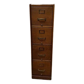 Antique Macey Style Four Drawer Oak File Cabinet For Sale