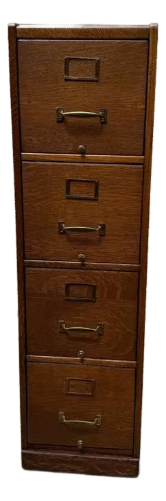 Antique Macey Style Four Drawer Oak File Cabinet