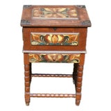 Vintage Swedish Sewing Table Syskrin Scandinavian Folk Art Kurbits Nightstand For Sale