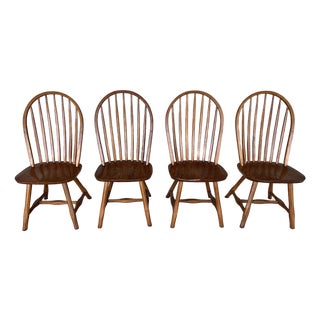 Hunt Country Furniture Hoop Back Oak Dining Side Chairs - Set of 4 For Sale