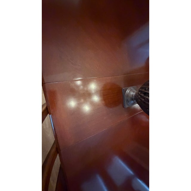 Wood 1980s Cherry Dining Table With 6 Chairs, Two Leaves & Custom Table Pads For Sale - Image 7 of 12
