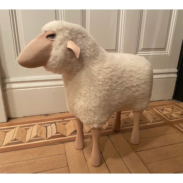 Equal parts iconic and adorable, this lamb-sized sheep sculpture is in the style of Lalanne. This lamb features wood,...