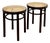 Bentwood Stools 214 with Viennese Wickerwork on Brown Wood by Thonet Brothers for Thonet, 1981, Set of 2 For Sale