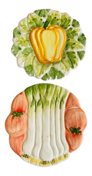 Late 20th Century Italian Painted Veggie Trivets - a Pair