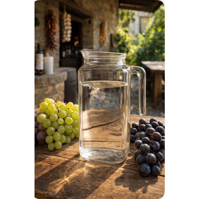 Italian Mid 20th Century Bormioli Rocco Italian Glass Pitcher 9” H X 3” W For Sale - Image 3 of 3