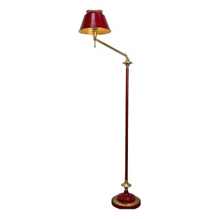 Red Floor Lamp with Metal Shade, Italy, 1950s For Sale