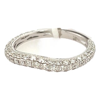 Late 20th Century 18k Diamond Band, Size 6.75 For Sale