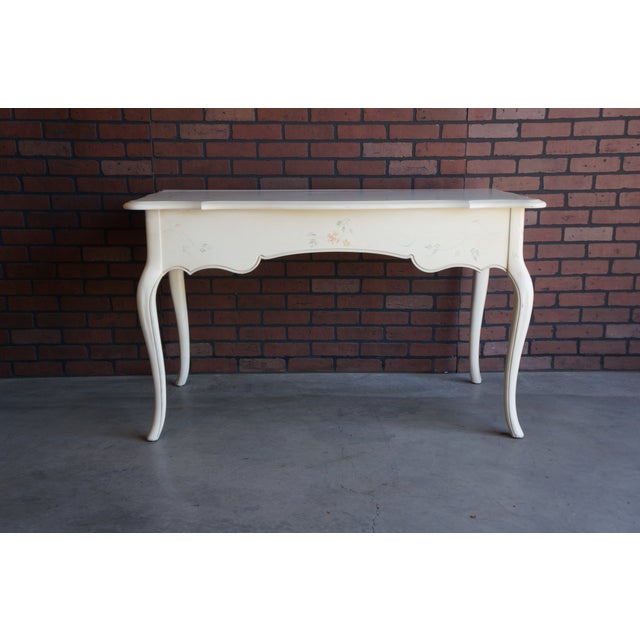 Off-white Ethan Allen Hand Painted Country French Writing Desk For Sale - Image 8 of 11
