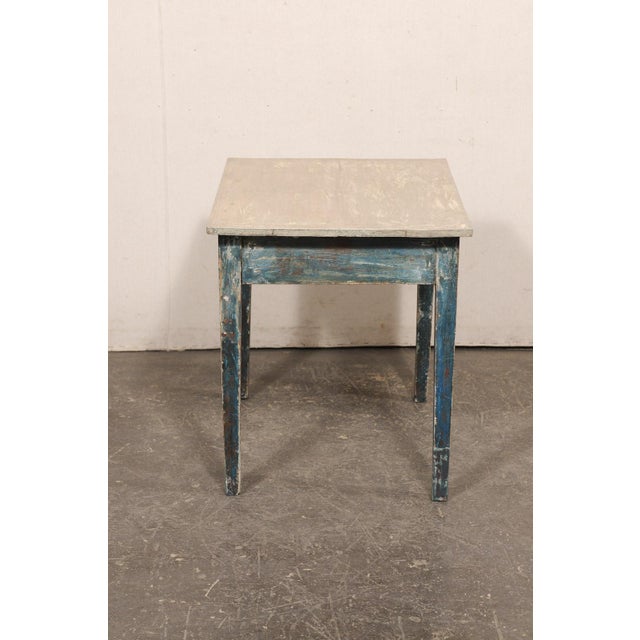 Wood Swedish 19th C. Accent Table, Blue & Taupe For Sale - Image 7 of 11