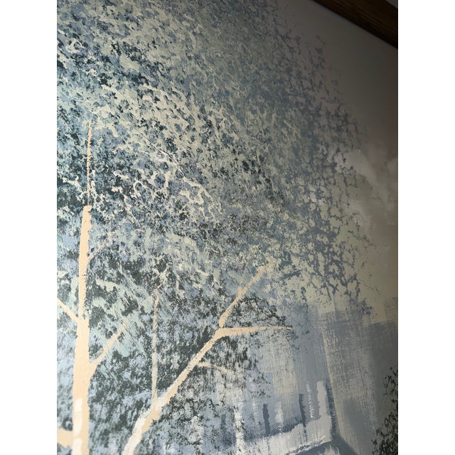 Large 60x48 Vintage Vanguard Studios Lee Reynolds Textured Chicago Cityscape Impasto Oil Painting, Mid-Century Modern For Sale - Image 12 of 12