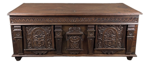 Large 19th Century Renaissance Carved Wooden Chest