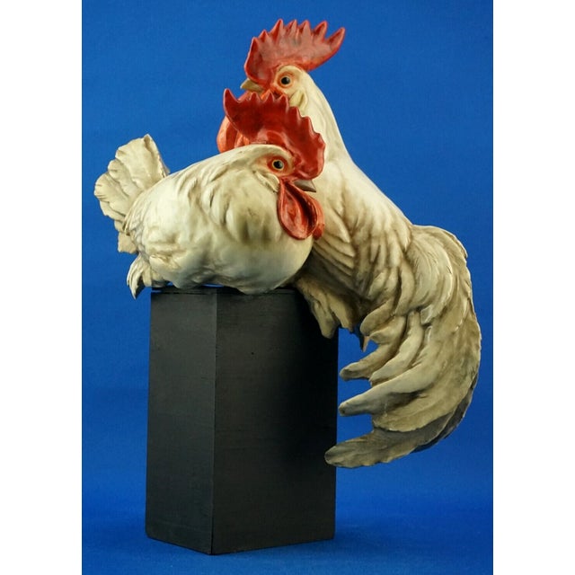 Large 20th Century Sculpture of a Pair of Roosters in Stoneware Ceramic by Guido Cacciapuoti, Italy For Sale - Image 9 of 18