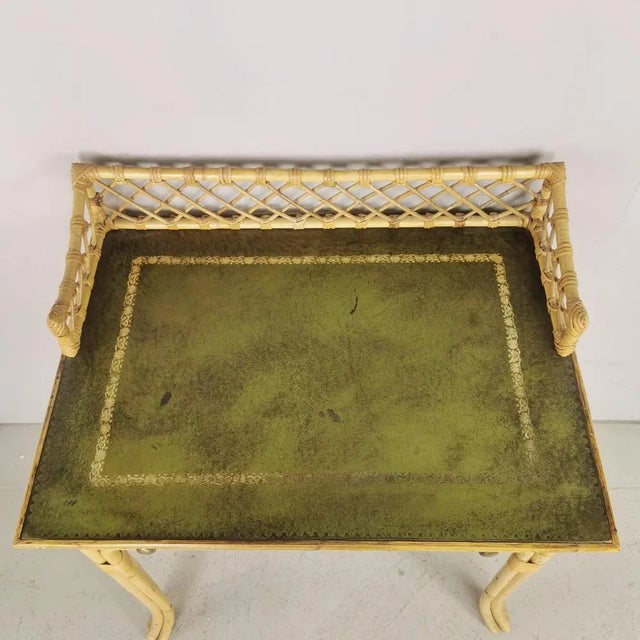 Vintage Console Table in Bamboo, Rattan, Vienna Straw & Skai, 1960s For Sale - Image 4 of 11