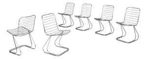 Italian Modern Chairs in Chromed Steel Rods, 1970s, Set of 6