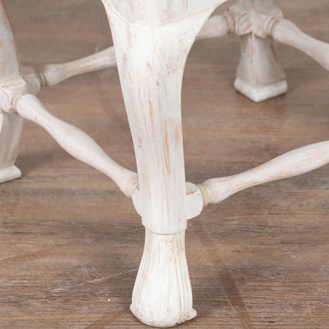20th Century Swedish White Tabouret Pair of Stools For Sale - Image 9 of 10