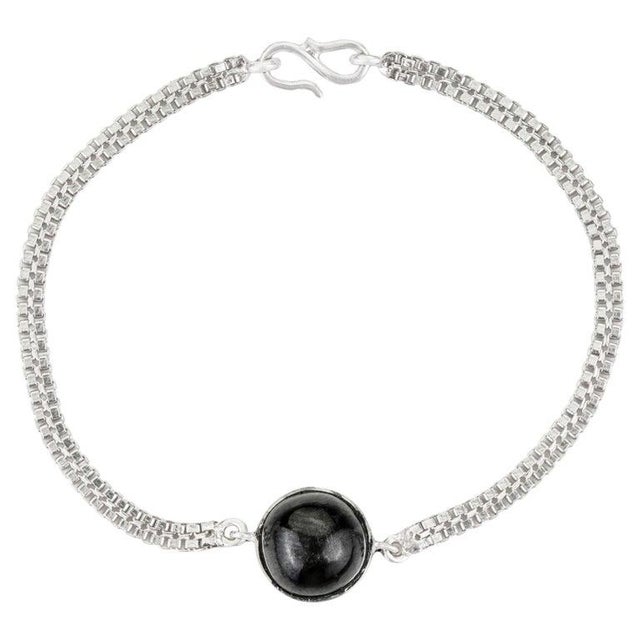 Boho 4.9 Carats Round Cut Black Star Unisex Chain Bracelet in 925 Silver For Sale - Image 9 of 15