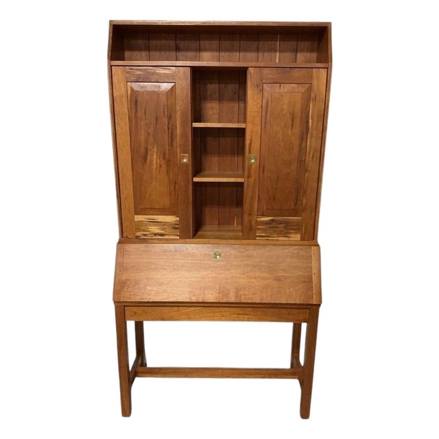 1970s Curt Wessel Shaker Large Cherry Drop Front Secretary Desk For Sale