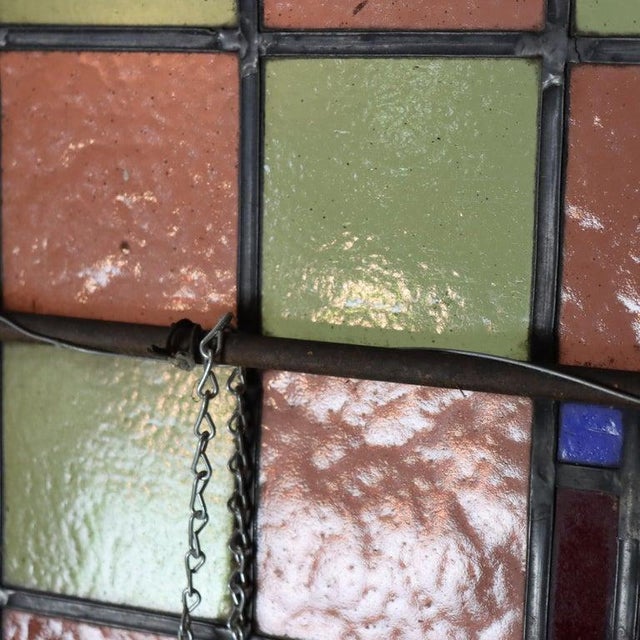1920s Antique Arts & Crafts Leaded Stained Glass Window C1920 For Sale - Image 5 of 11