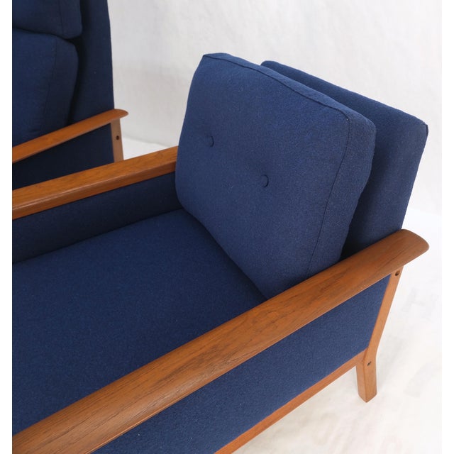 Danish Mid-Century Modern Teak Frames New Wool Upholstery Lounge Chairs Refinish For Sale - Image 11 of 15