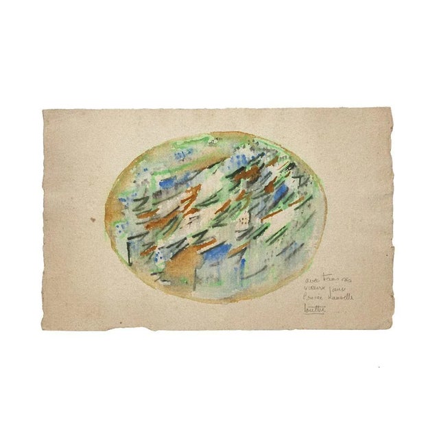 'Abstract Composition'' is an original drawing in watercolor on paper, realized in 1950 by Jean Louttre. (1926) Hand-...